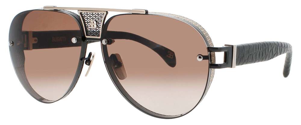 NEW BUGATTI 05 WG/BK WHTE GOLD / BLACK PVD Sunglasses Authentic